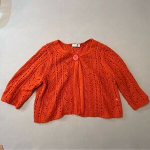 Orange Knit Cardigan with Button 22/24W woman’s cropped